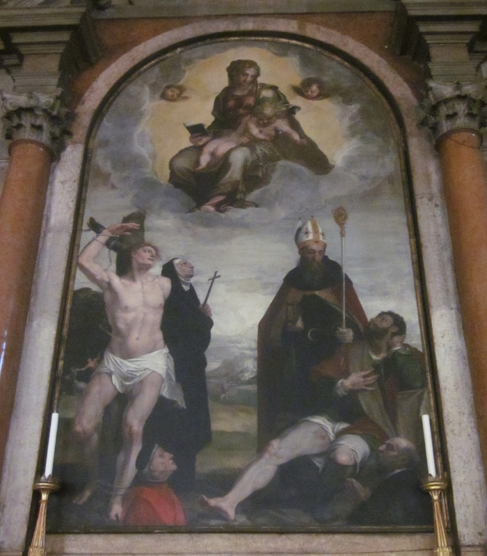 Madonna in gloria con i santi Agostino, Monica, Sebastiano e Rocco