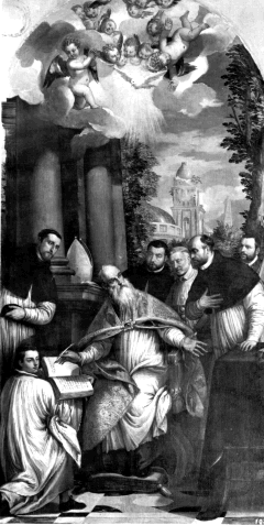 Agostino dona la sua regola ai canonici