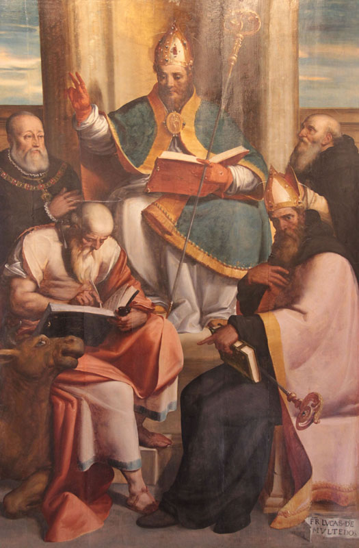 I santi Luca, Basilio, Agostino e Antonio Abate con il committente Antonio Doria opera di Luca Cambiaso