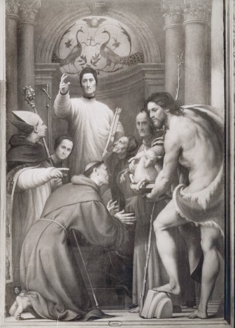 San Lorenzo Giustiniani tra sant'Agostino, san Francesco d'Assisi, san Bernardino da Siena, san Giovanni Battista e donatori