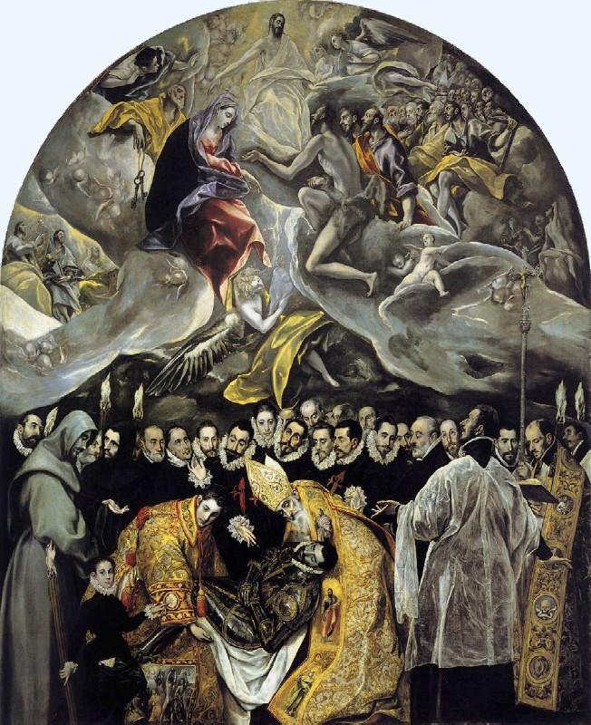 Sepoltura del Conte di Orgaz: Agostino si china sul conte di El Greco