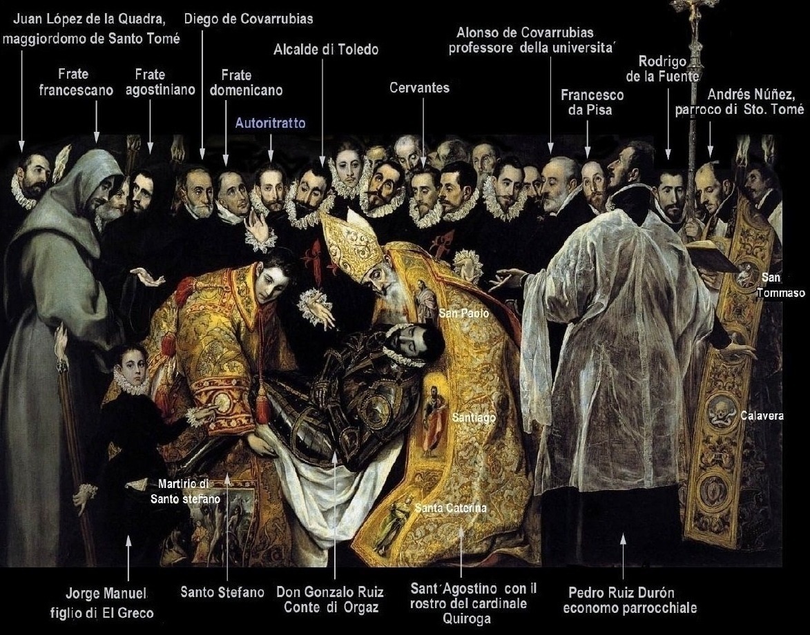 Sepoltura del Conte di Orgaz: Agostino si china sul conte di El Greco