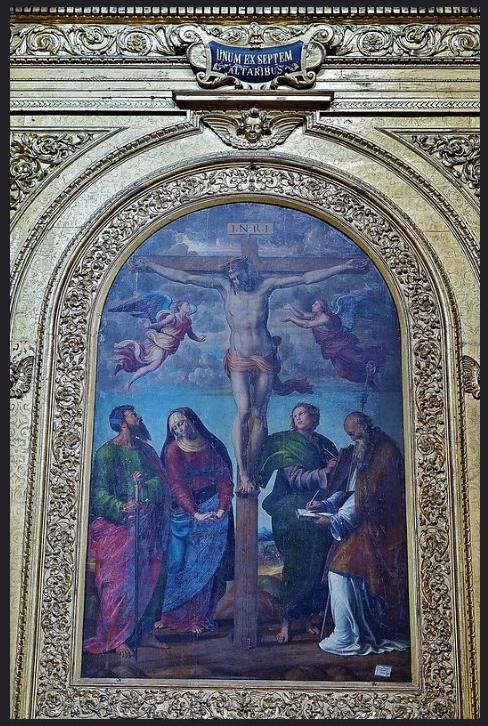 Agostino e santi ai piedi del crocefisso