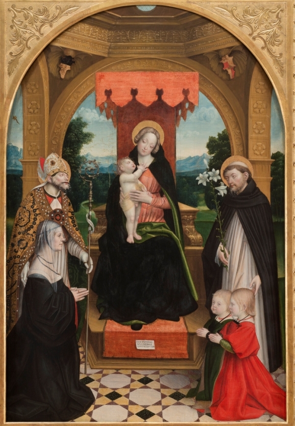 Madonna in trono con i santi Domenico di Guzman, Agostino e donatori