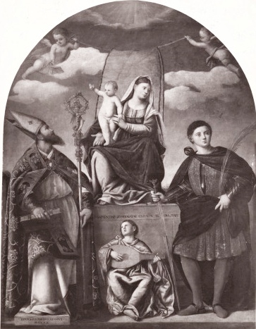 Madonna con il Bambino, sant'Agostino e san Vito di Licinio Bernardino