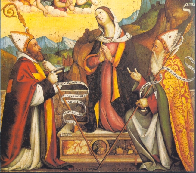 Immacolata Concezione tra i santi Agostino e Anselmo di Girolamo Marchesi