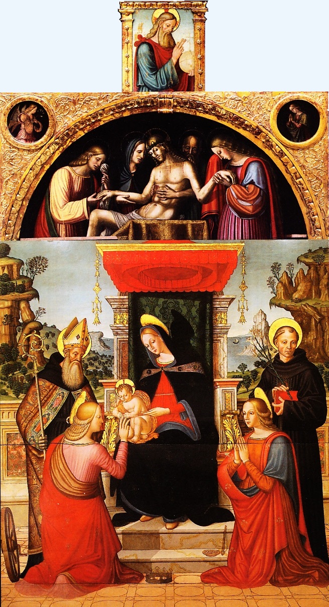 La Vergine in trono, Agostino e santi