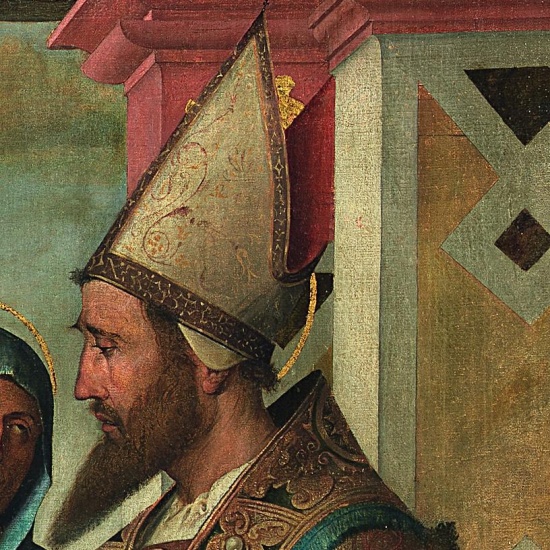 Particolare di sant'Agostino nella Pala di S. Maria Maddalena tra i SS. Girolamo e Paola, Monica e Agostino