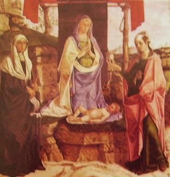 Madonna adorante il Bambino fra le sante Monica e Maria Maddalena