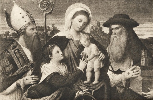Matrimonio mistico di santa Caterina d'Alessandria con sant'Agostino e san Girolamo