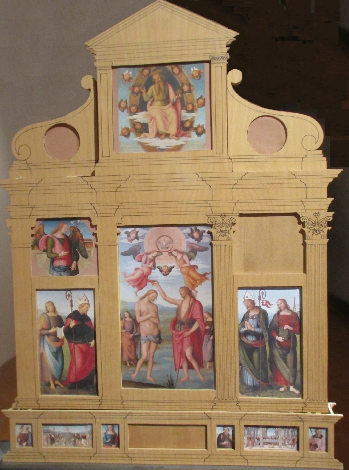 Il fronte recto della monumentale pala di sant'Agostino con al centro il Battesimo di Cristo