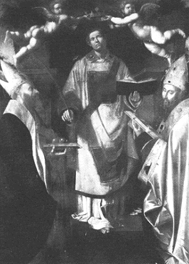 Santo Stefano incoronato dagli angeli fra i santi Nicola da Bari e Agostino