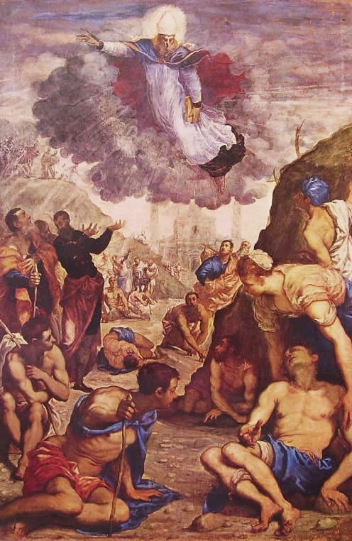 Agostino guarisce gli appestati o sciancati di Jacopo Tintoretto