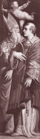 Agostino e san Lorenzo, particolare dlla Pala dell'Assunzione di Maria Vergine con Agostino e santi