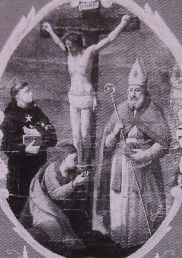 Il Crocifisso con Nicola da Tolentino e Agostino: particolare dell'ovale centrale
