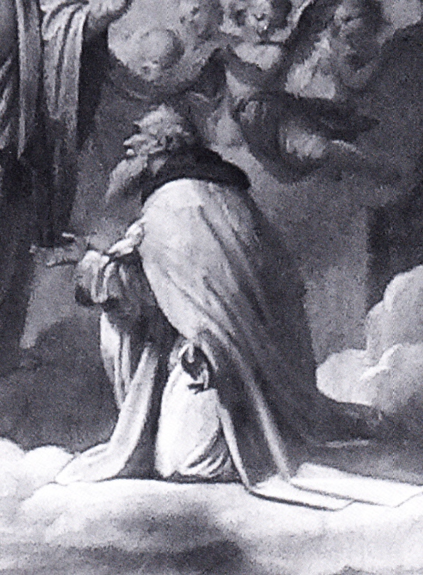La Vergine con Agostino offre a Nicola ammalato i pani benedetti: particolare di Agostino