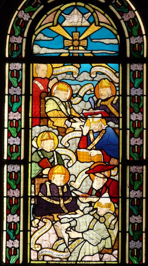 L'intera vetrata con Sant'Agostino e i Dottori della Chiesa