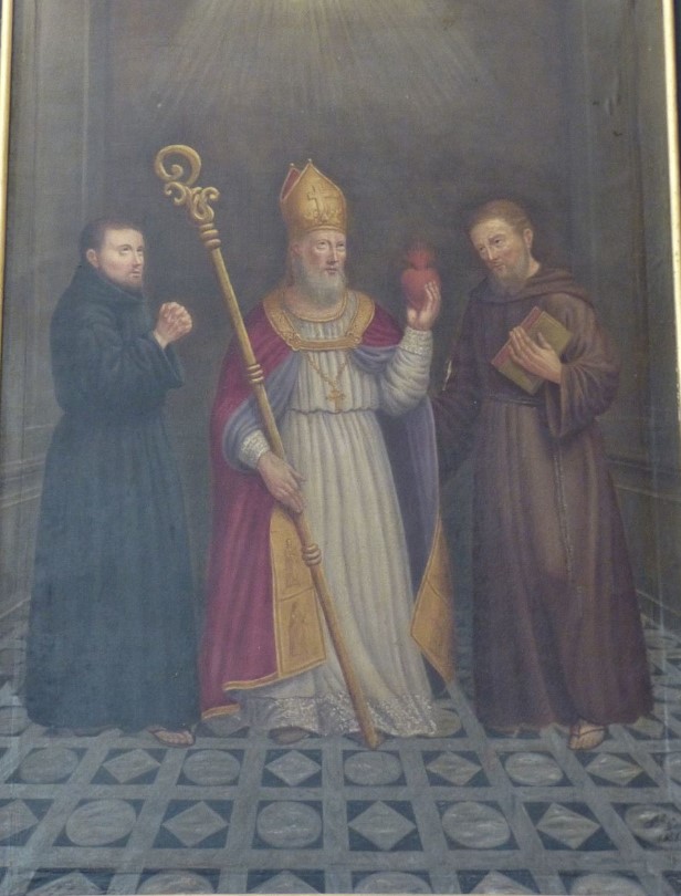 Agostino cardioforo con due monaci