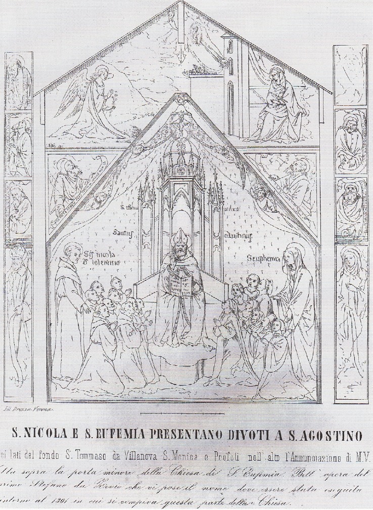 Sant'Agostino in gloria: stampa ottocentesca di Pietro Nanin