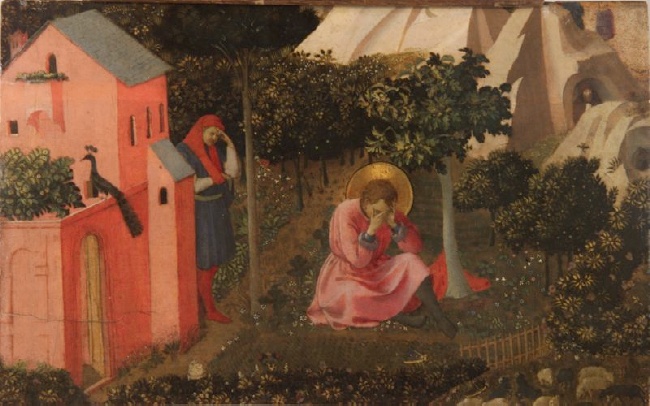 La scena del tolle lege nel giardino di Milano del Beato Angelico