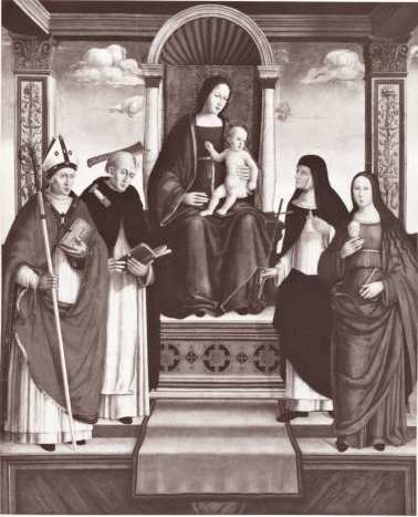 Madonna con Bambino in trono tra sant'Agostino, san Pietro Martire, una santa monaca e santa Maria Maddalena