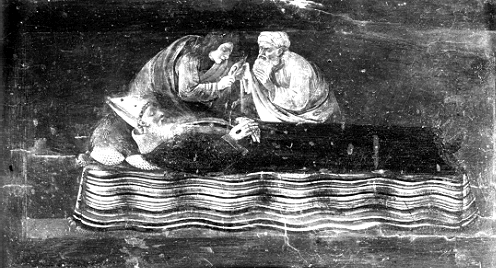 Agostino morto e l'estrazione del suo cuore, dipinto di Sandro Botticelli