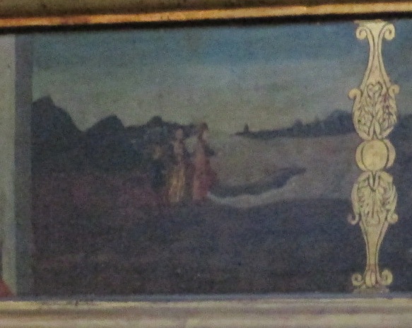 Agostino parte per Roma. Particolare della predella di Francesco Botticini in Santo Spirito a Firenze, Cappella Bini