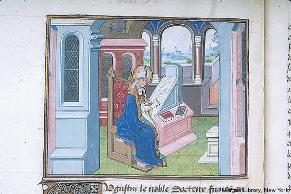 Agostino allo scrittoio nel suo studio