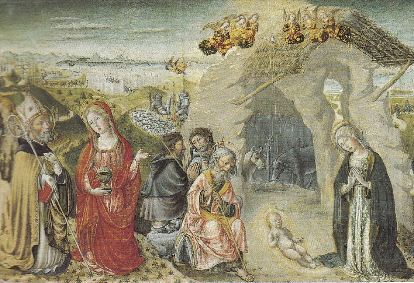 Adorazione dei pastori con Agostino e san Nicola da Tolentino