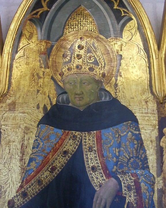 Agostino consegna la Regola ai frati, dipinto di Giovanni di Paolo ad Avignone