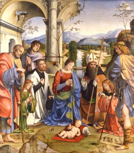 L'Adorazione del Bambino Gesù con sant'Agostino