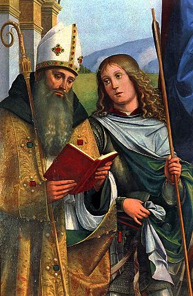 gostino vescovo e santi con la Vergine in trono