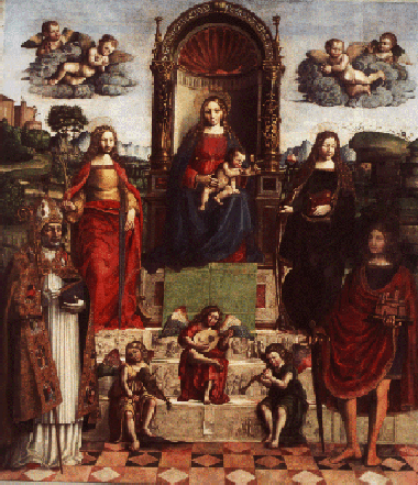 La Vergine in trono con il Bambino e santi