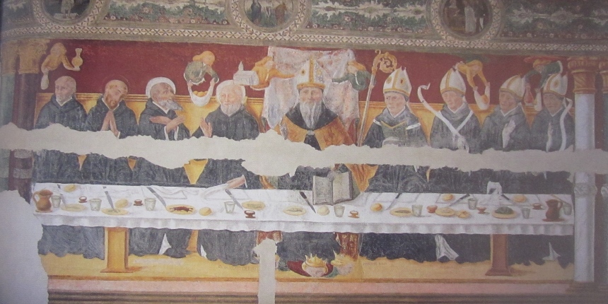 Agostino partecipa a cena di monaci agostiniani