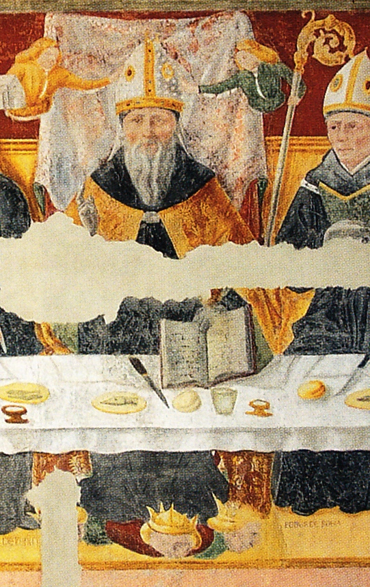 Agostino partecipa a cena di monaci agostiniani