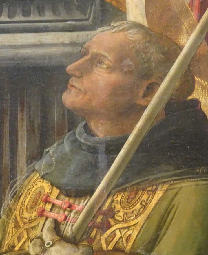 Pala Barbadori: particolare del volto di sant'Agostino