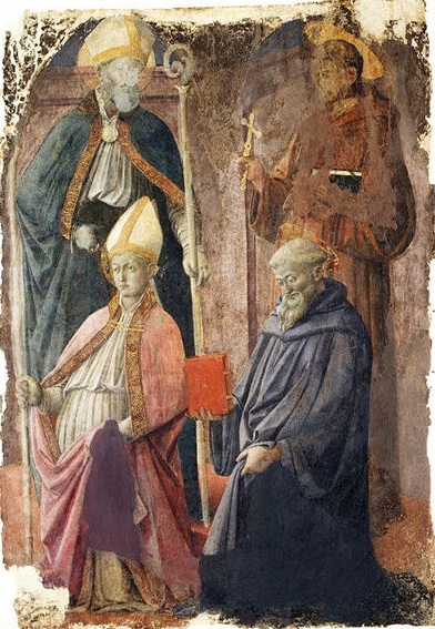 Agostino, Francesco, Benedetto e un santo vescovo di Filippo Lippi