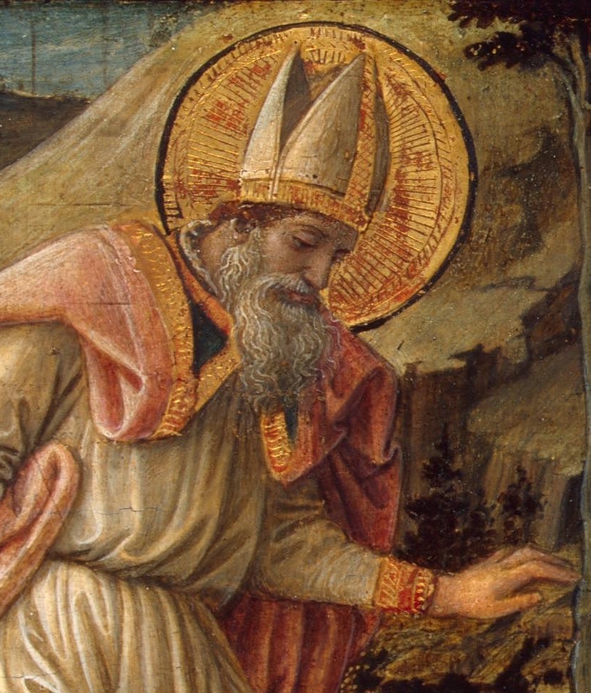 Agostino e il Mistero della Trinit: particolare di Agostino nel quadro di Lippi all'Hermitage