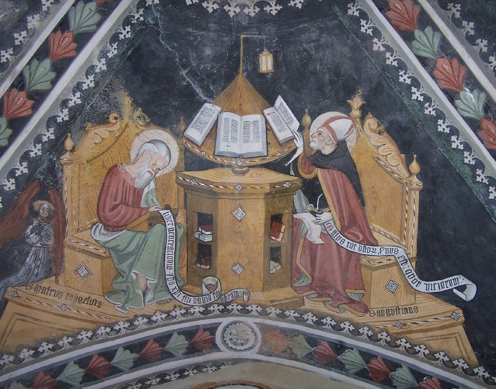 Sant'Agostino vescovo e Dottore della Chiesa con l'evangelista Matteo