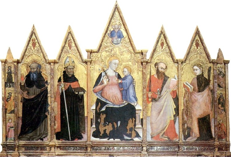 Madonna con Bambino in trono, Sant'Agostino, San Paolo, Sant'Antonio Abate, Santa Caterina d'Alessandria