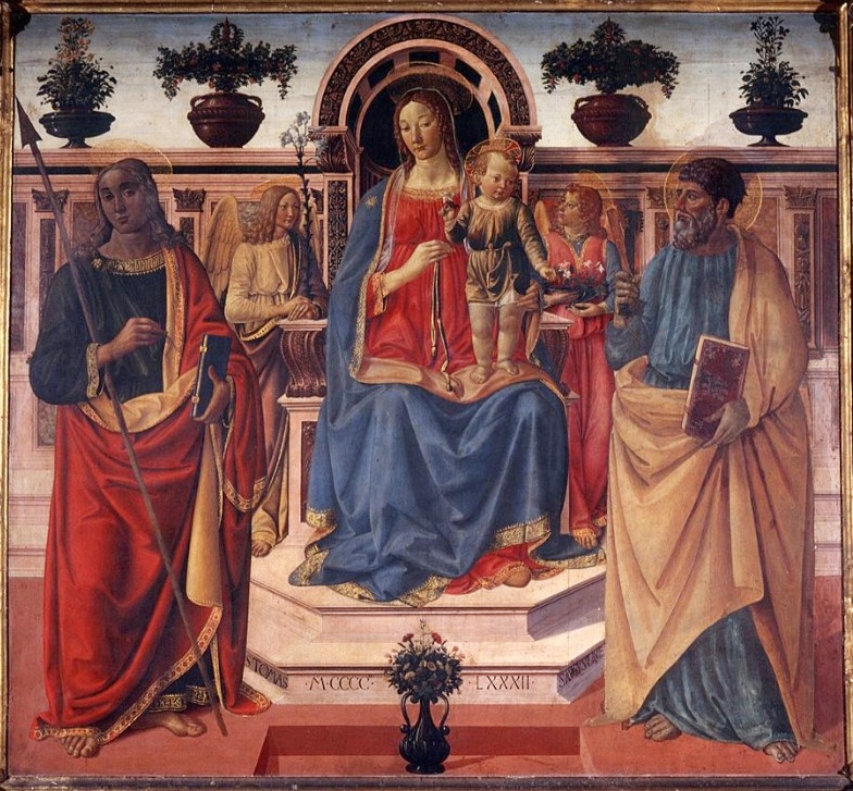 Madonna in trono fra due angeli san Tommaso e san Pietro (ha ridipinto sopra sant'Agostino)