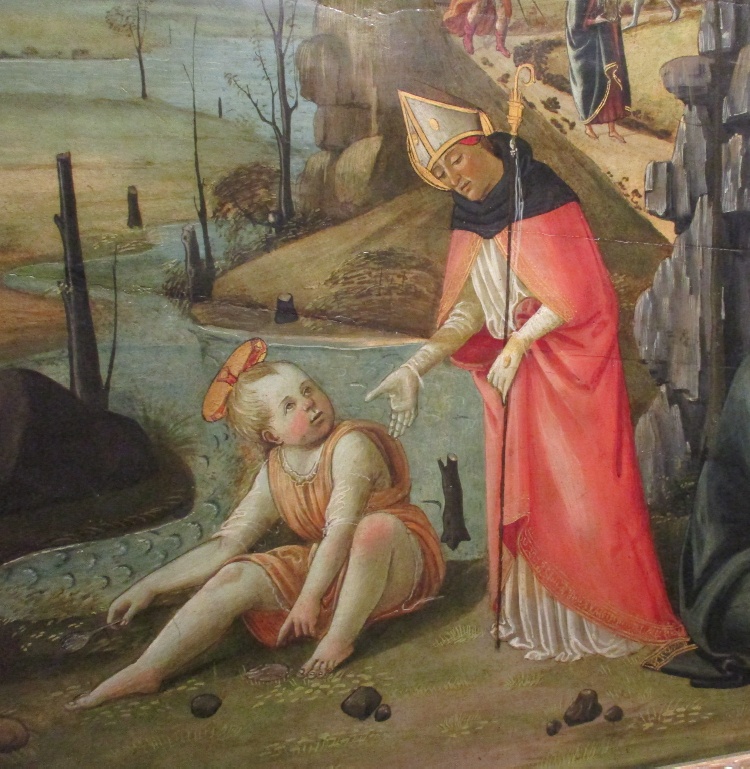 Sant'Agostino e il bambino sulla spiaggia: particolare dell'opera di Jacopo del Sellaio