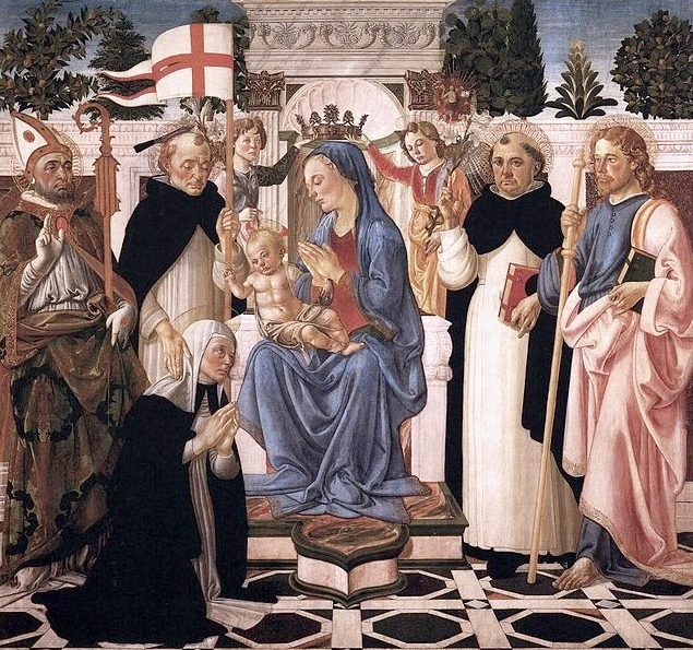 Vergine in trono con il Bambino e i santi Agostino, Pietro Martire, Caterina da Siena, Domenico e Giacomo