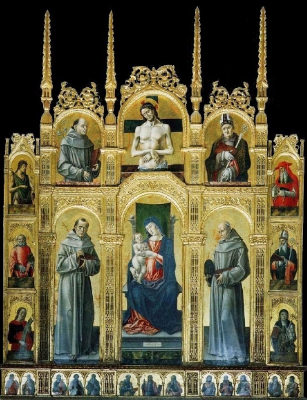 La vergine in trono, Agostino e santi