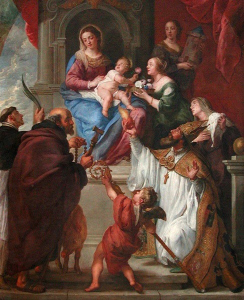 Vergine in trono con il Bambino e i santi Domenico, Antonio, Agostino, Monica, Dorotea e Barbara