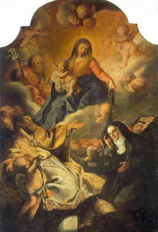 S. Agostino riceve la cintura della Vergine Maria, Madre di Consolazione