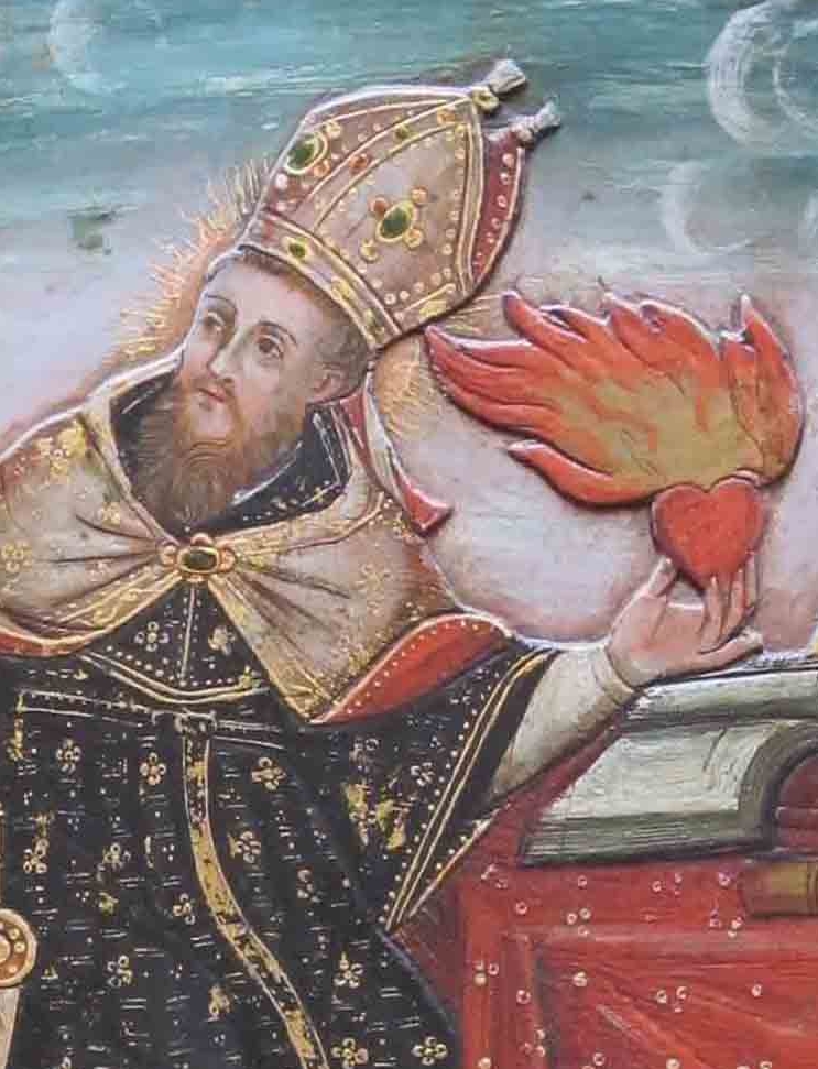 Sant'Agostino cardioforo nel suo studio: particolare del volto del santo
