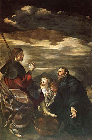 Agostino lava i piedi a Cristo di Lanfranco