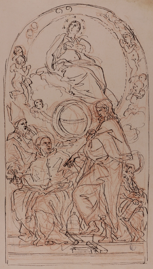 Studio dell'Immacolata Concezione con i santi Giovanni, Gregorio, Giovanni Crisstomo e Agostino