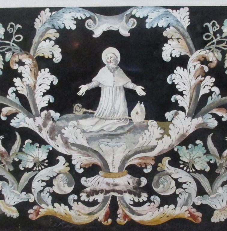 Agostino vescovo e Dottore della Chiesa: particolare del santo nel paliotto d'altare